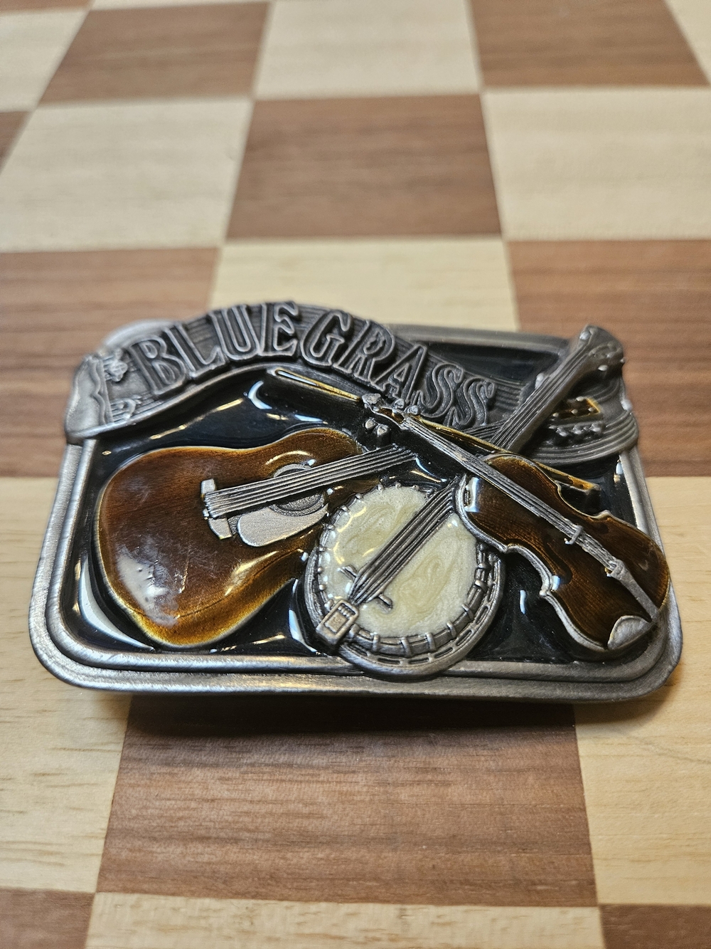 Vintage 80's Bluegrass Enamalized Belt Buckle